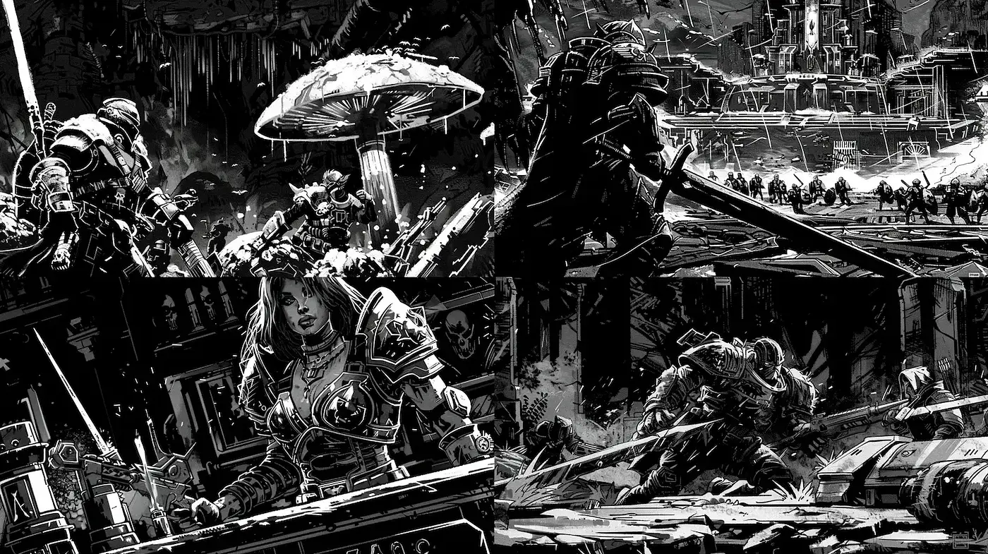 Dramatic and Intense High-Contrast Monochromatic Illustrations with a Dark Fantasy Theme - Midjourney sref style