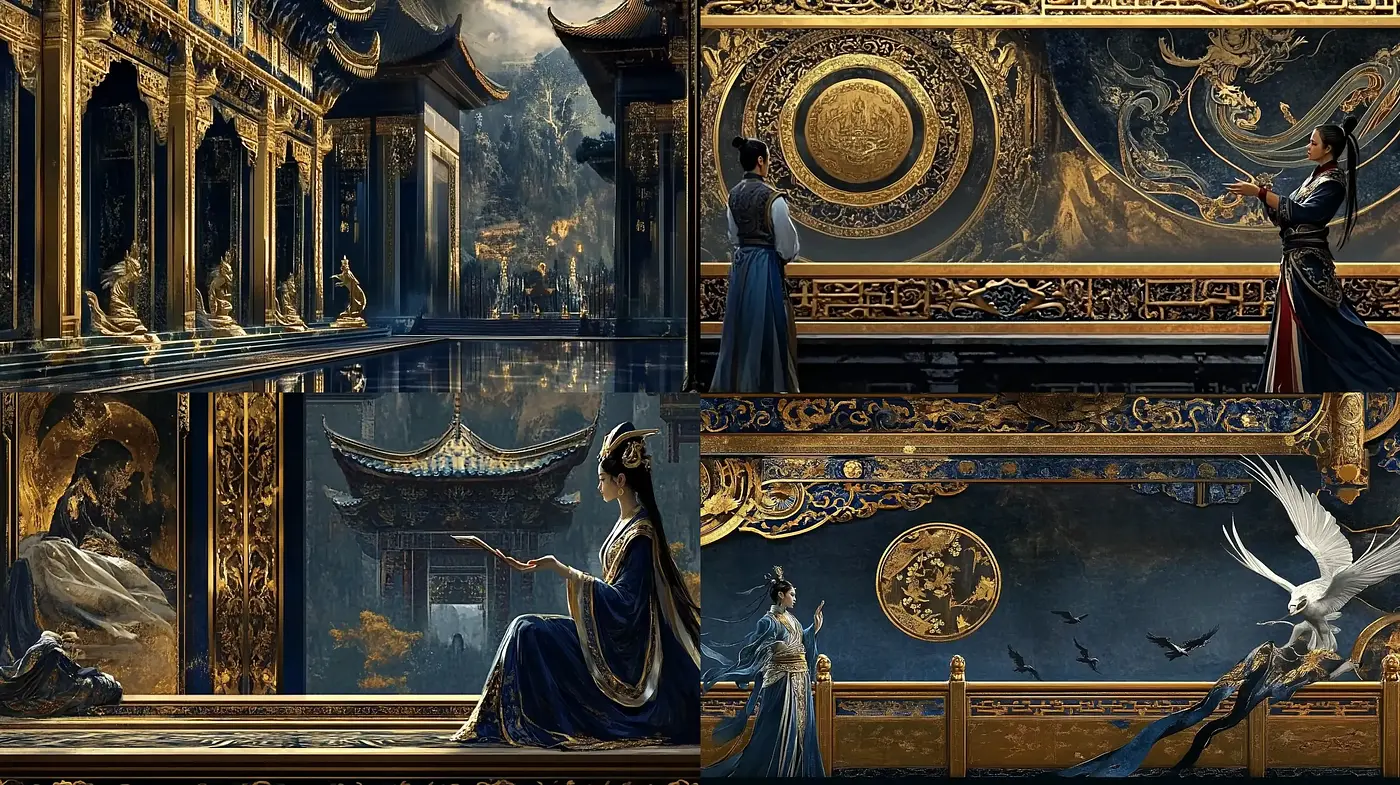 Ethereal Golden Elegance: A Homage to Opulent Asian Artistry - Midjourney sref style