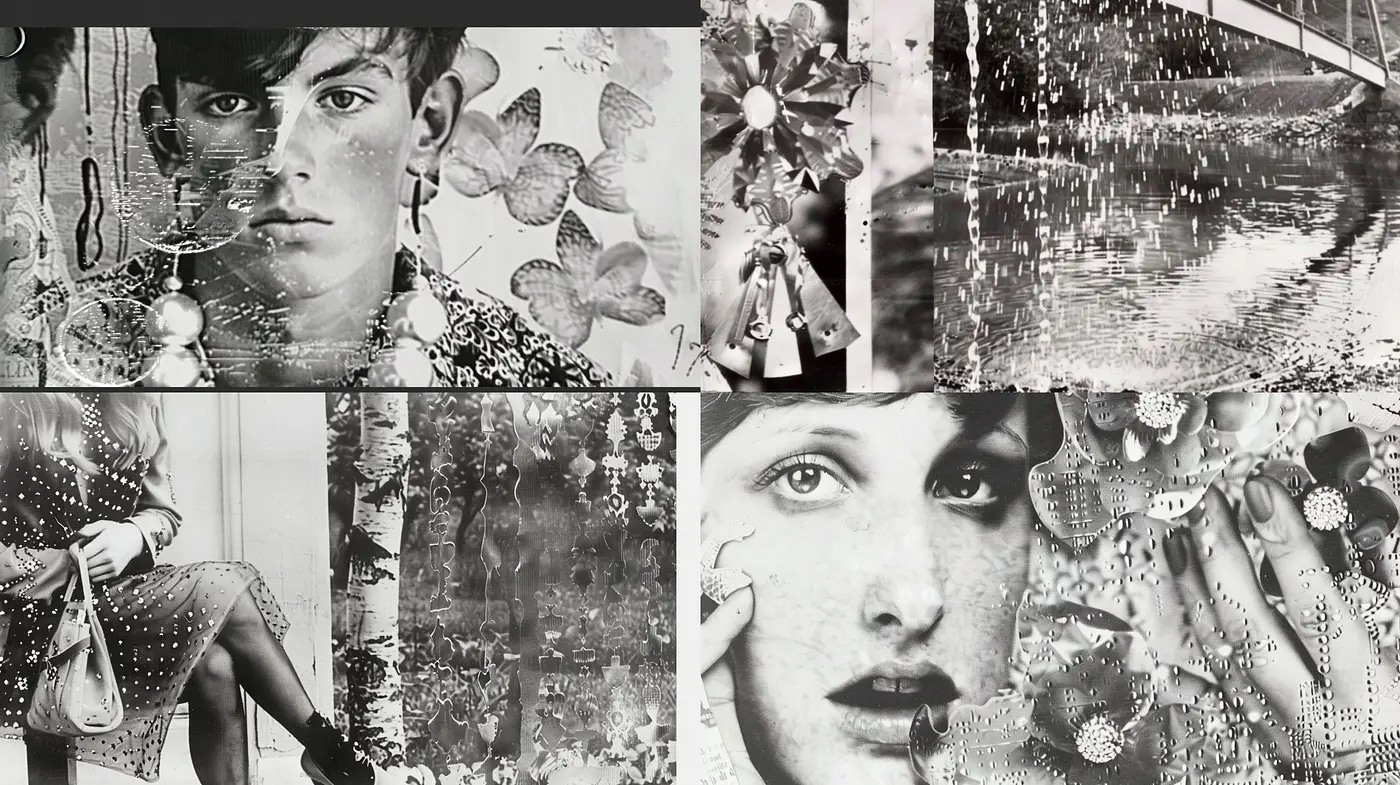 Monochromatic Elegance with Abstract Water Motifs and Textural Depth - Midjourney sref style
