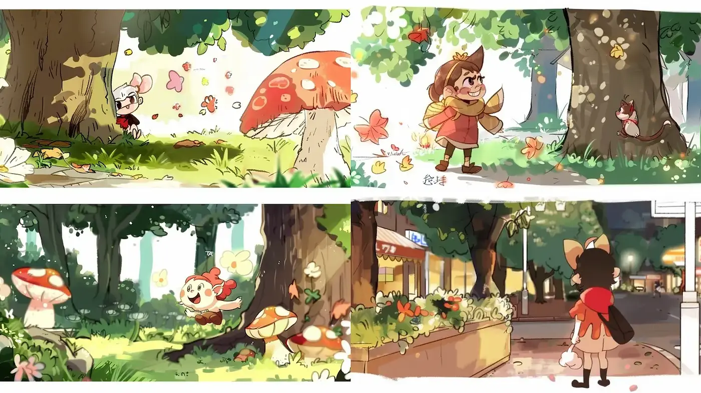 Charming Illustrations with Whimsical Nature Elements - Midjourney sref style