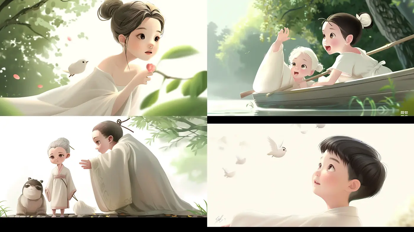 Serene Pastoral Whimsy: A Modern Painterly Approach to Digital Storytelling - Midjourney sref style