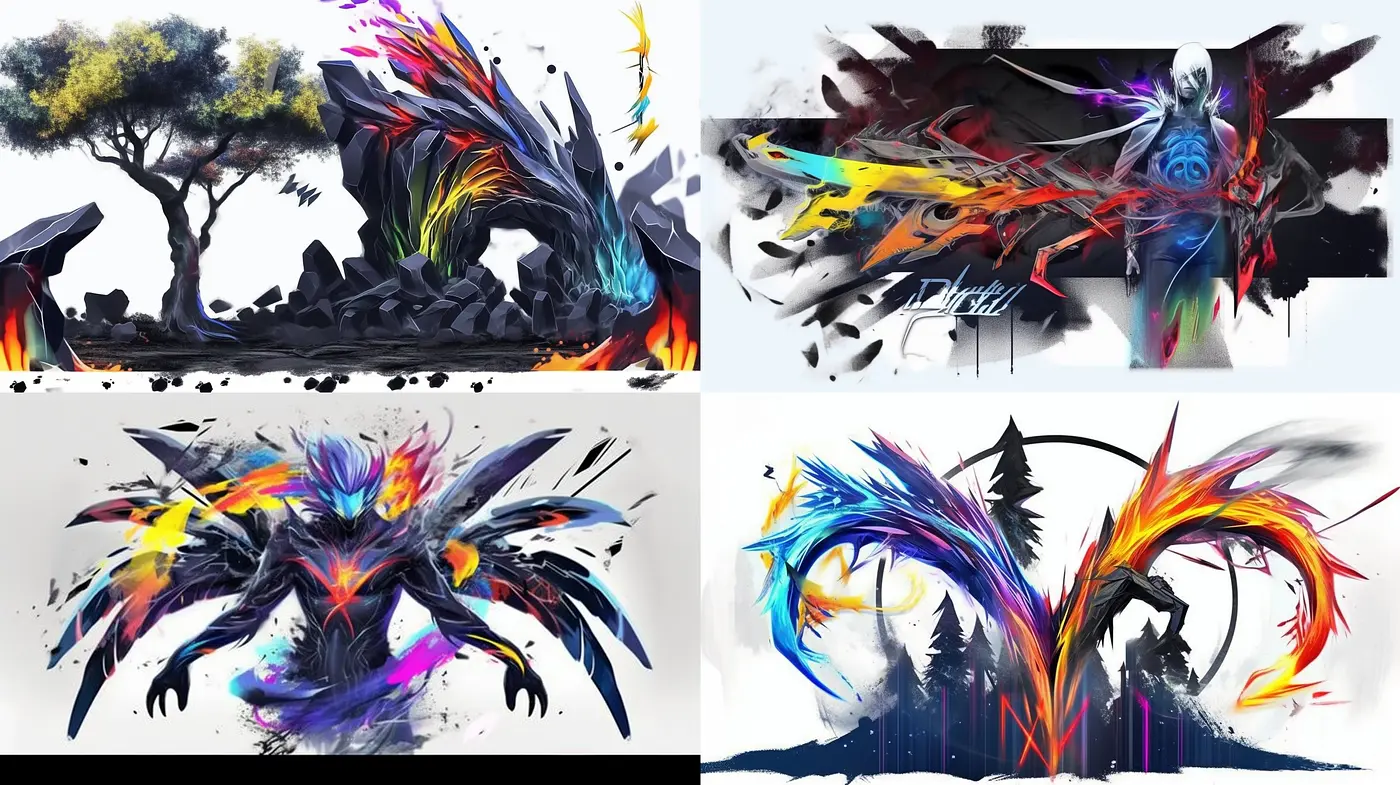 Abstract Expressionist Fusion with Vivid Chromatic Splashes - Midjourney sref style