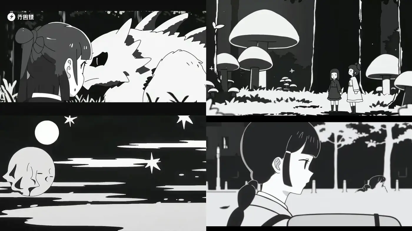 Mystical Black and White Art Inspired by Anime Aesthetics - Midjourney sref style