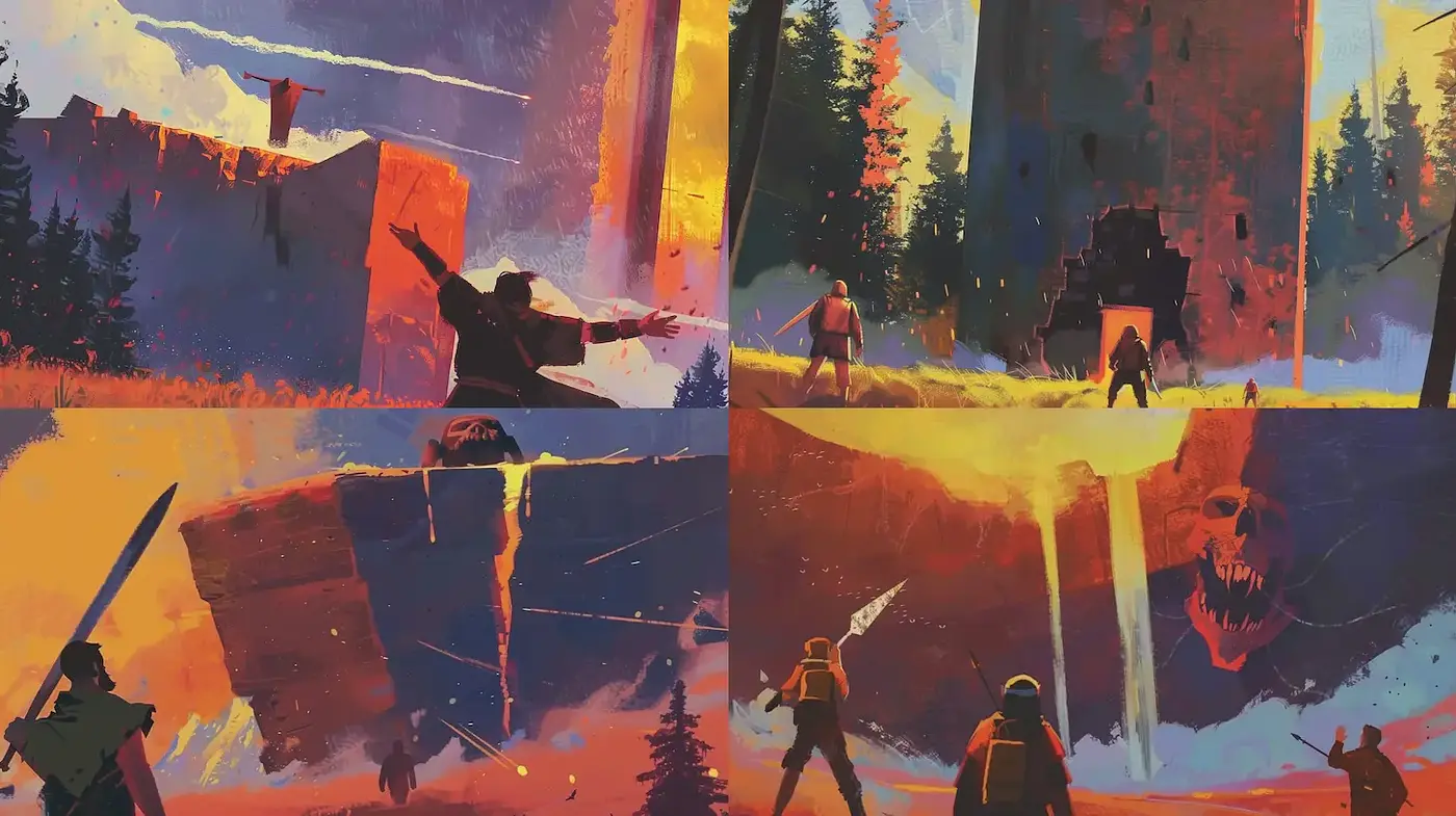 Dynamic and Bold Visual Narrative with Epic Undertones - Midjourney sref style