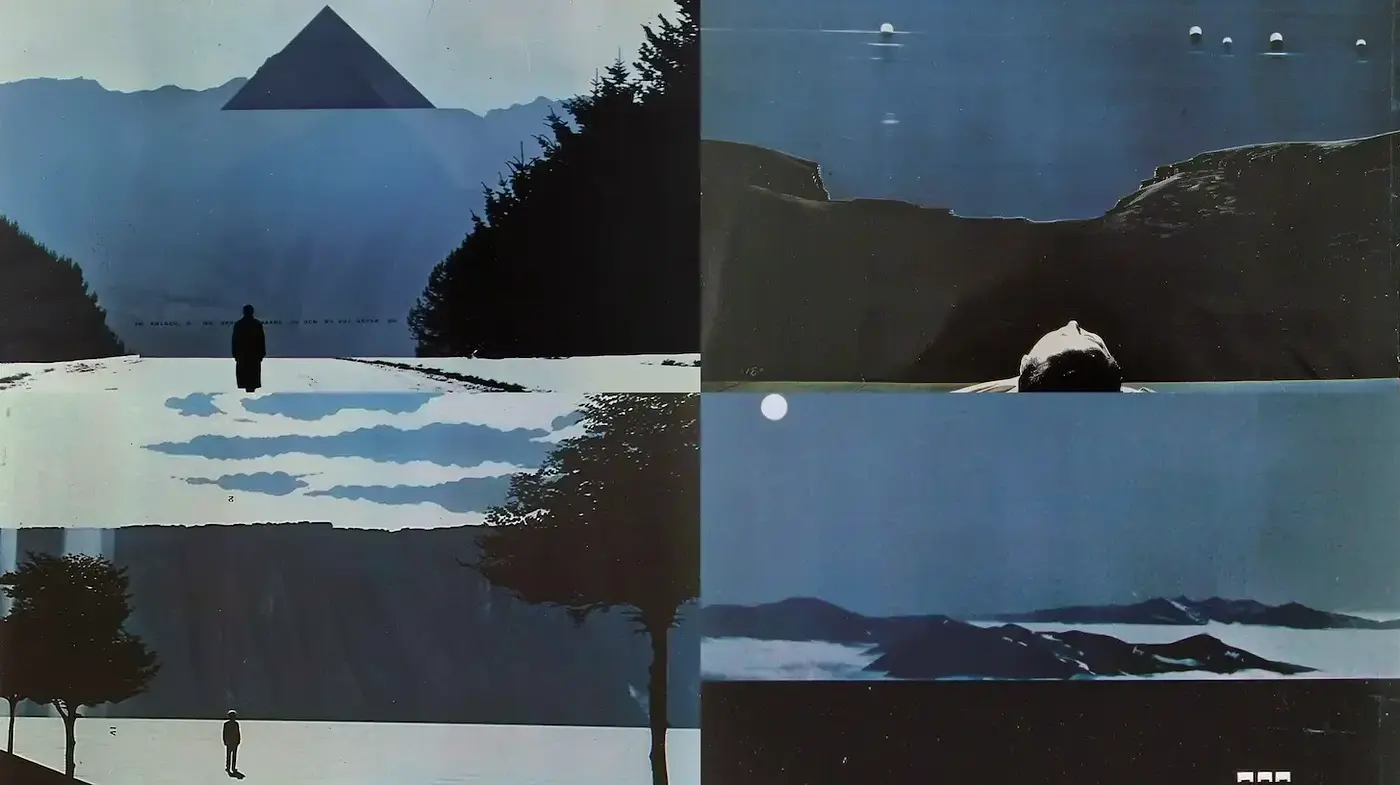 Unified Surreal Landscapes with Geometric and Natural Elements - Midjourney sref style