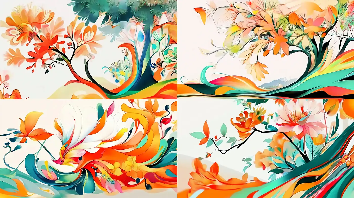 Ethereal Blossom Whirls - A Vivid Dance of Color and Flow - Midjourney sref style