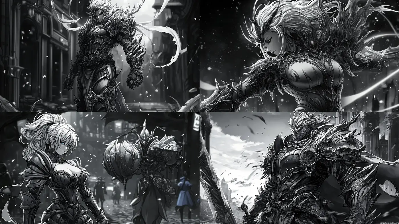 Monochromatic Fantasia: A Homage to the Detailed Ink Illustrations - Midjourney sref style