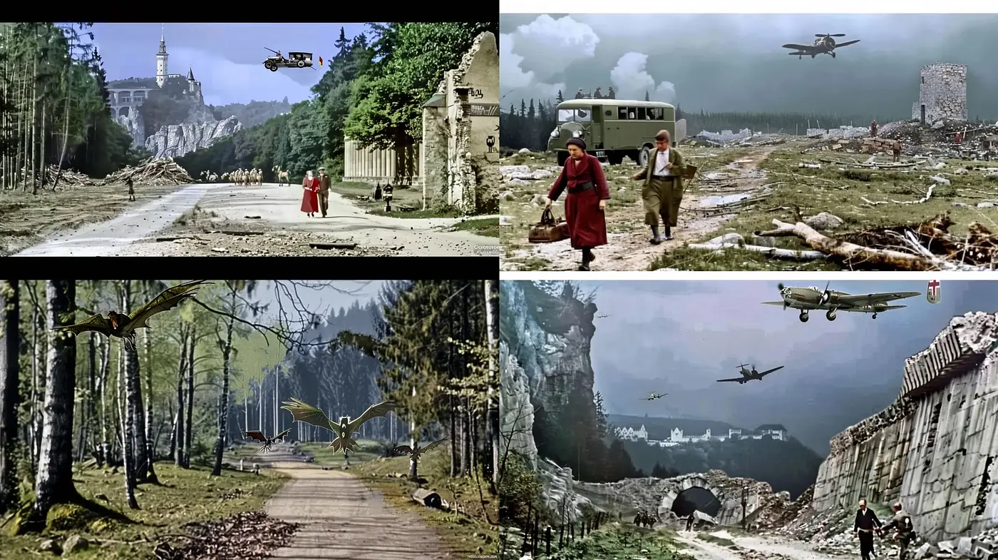 Ethereal Vintage Cinema: A Timeless Convergence with Nature - Midjourney sref style