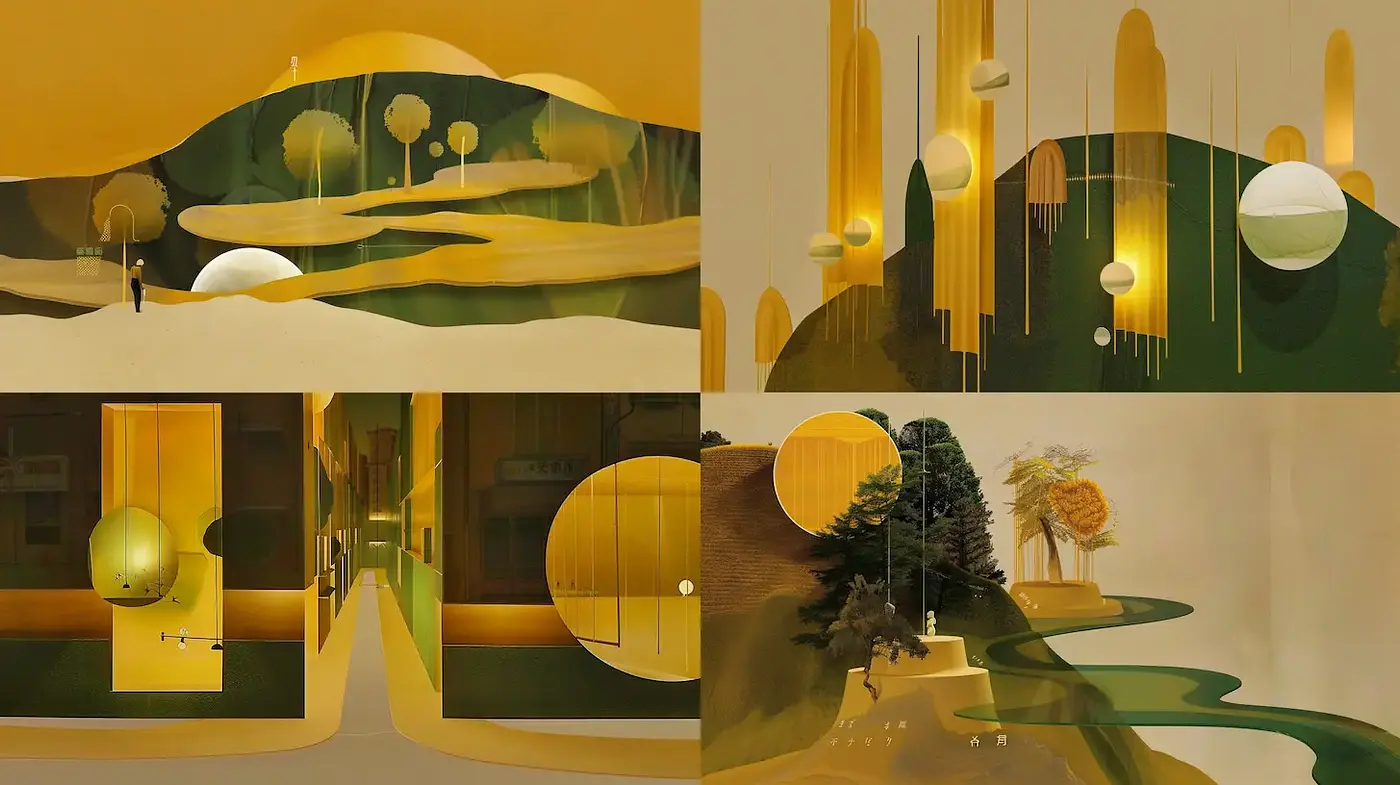 Harmoniously Abstract Landscapes with a Modern Aesthetic - Midjourney sref style