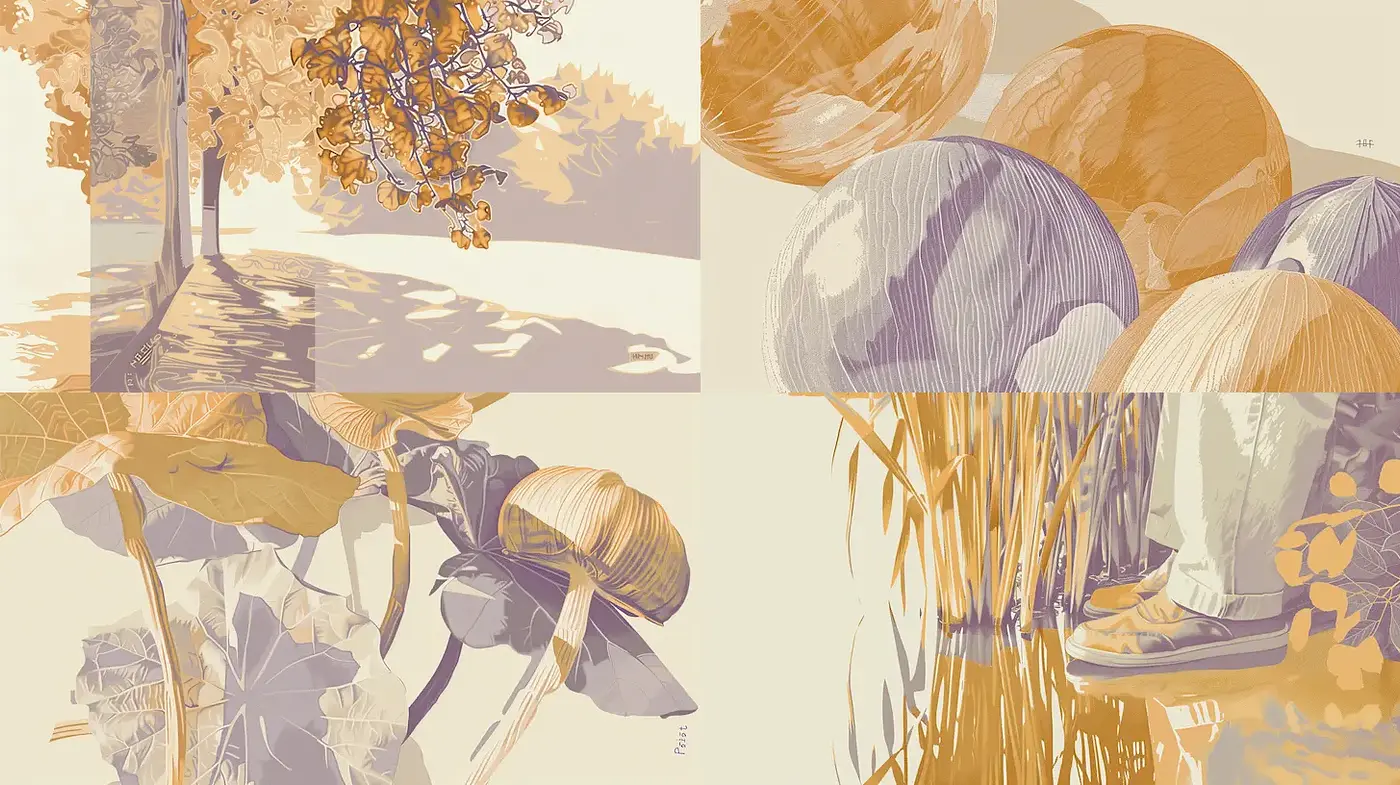 Softly Textured Illustrative Art with a Harmonious Vintage Mood - Midjourney sref style