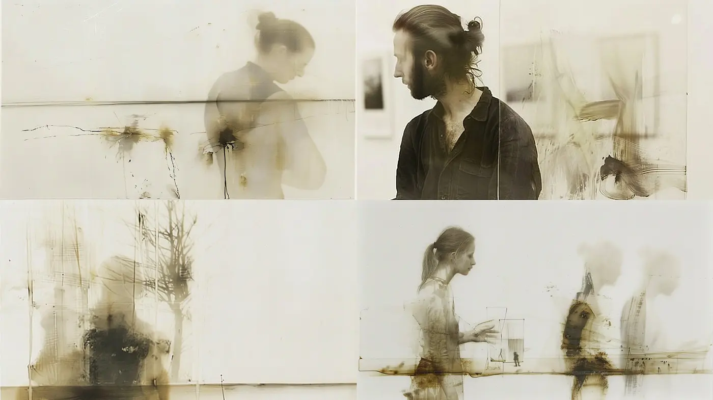 Ethereal Sepia Tones: A Fusion of Abstract Expressionism and Sfumato Techniques in Contemporary Art - Midjourney sref style