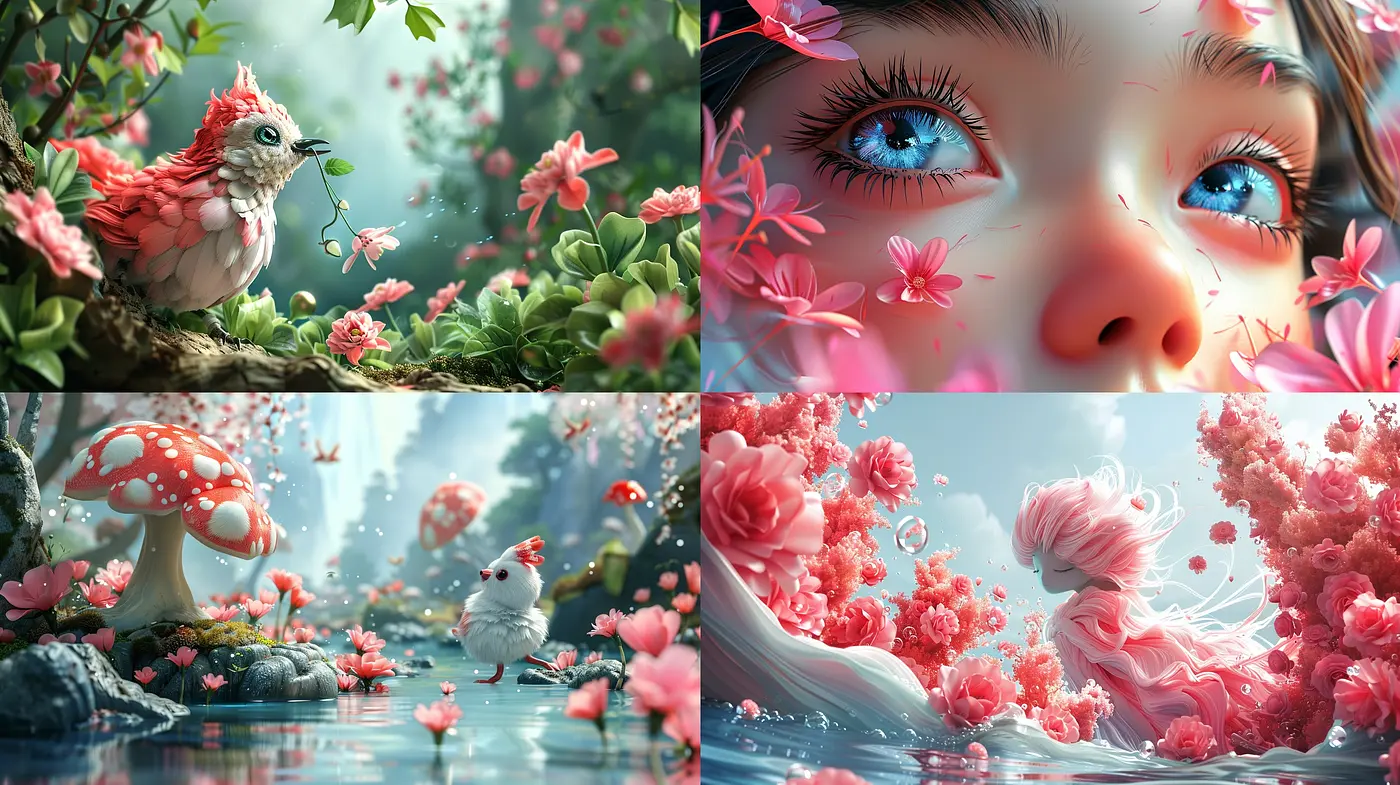 Ethereal Dreamscapes with a Surreal Roseate Bloom - Midjourney sref style
