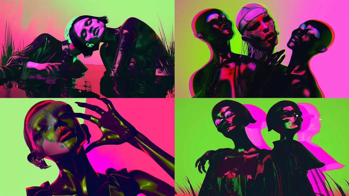 Neon Noir Portraiture: A Fusion of Cyberpunk Aesthetics and Dramatic Lighting - Midjourney sref style