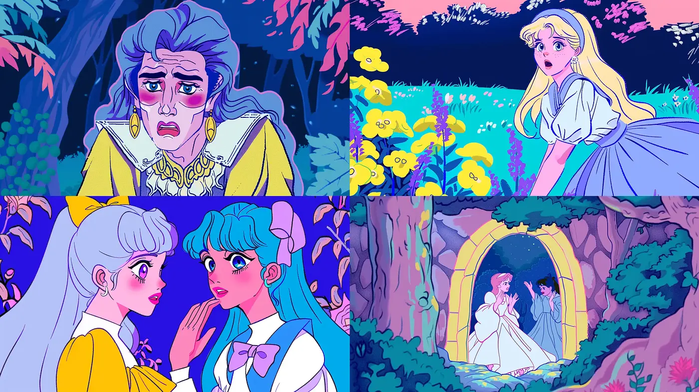 Enchanted Twilight Dreamscape: A Homage to Vintage Anime Aesthetics - Midjourney sref style