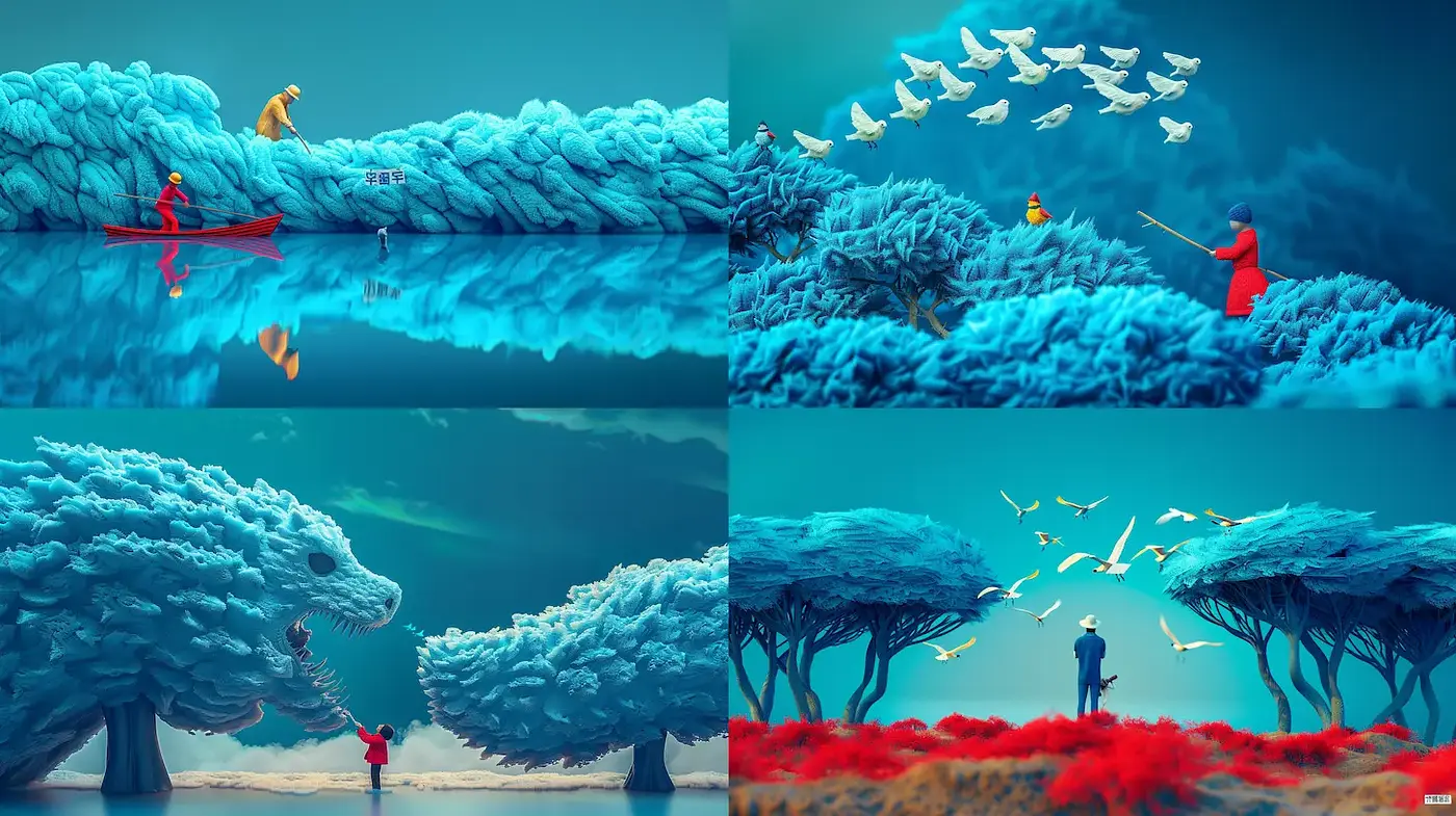 Surreal and Colorful Landscape with Imaginative Elements - Midjourney sref style