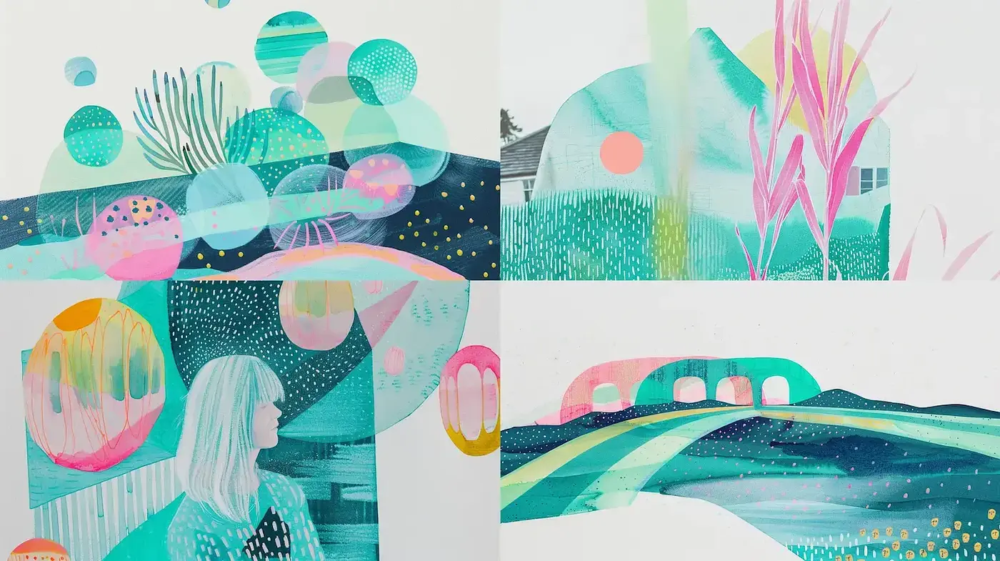 Whimsical and vibrant exploration with fluid design and soft textures - Midjourney sref style