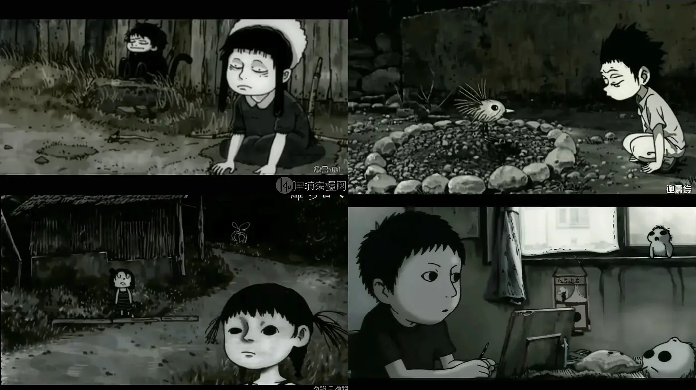 Monochromatic Anime-Inspired Illustrated Vignettes - Midjourney sref style