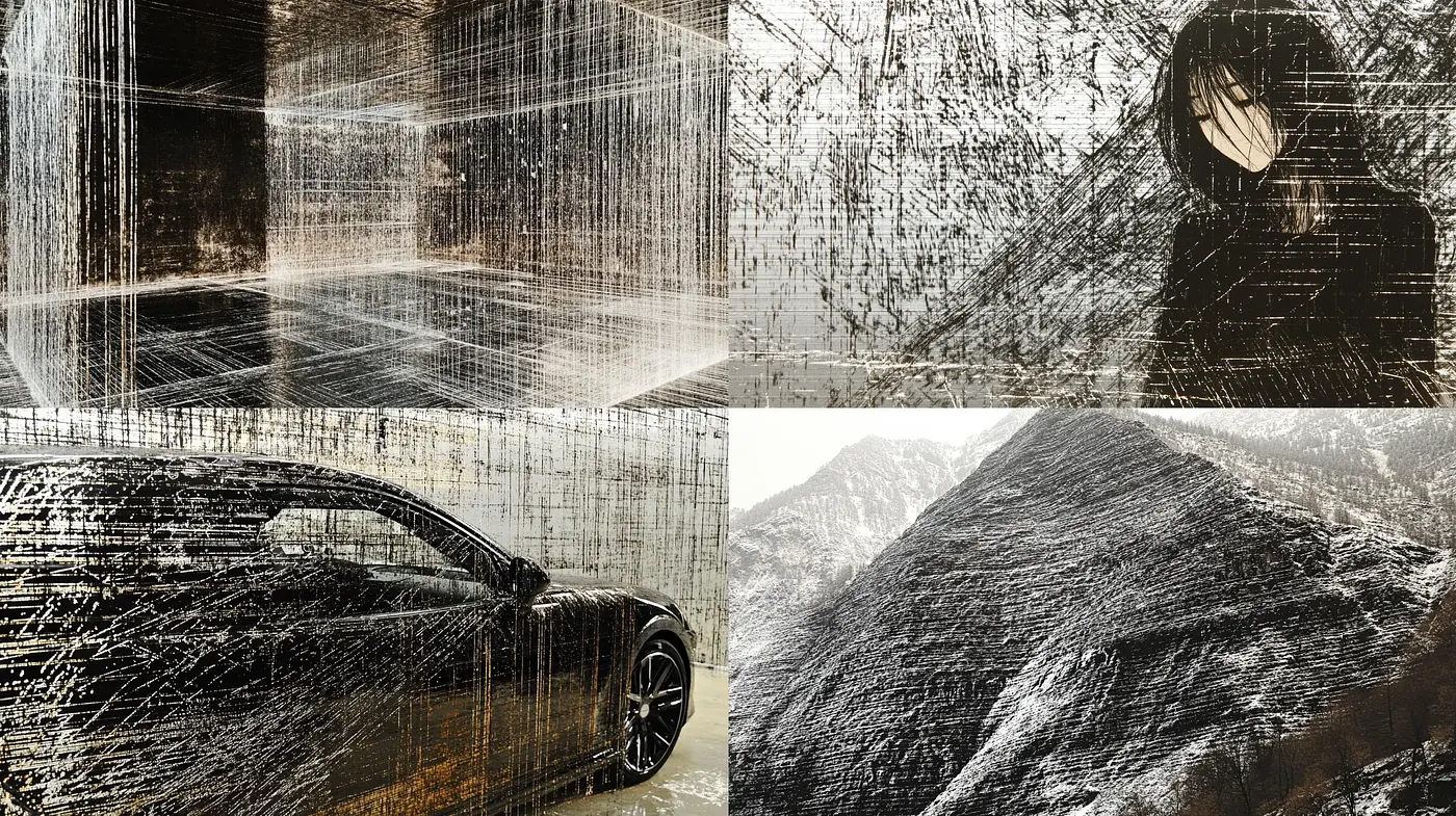 Textured Monochrome Harmony with a Contemporary Edge - Midjourney sref style