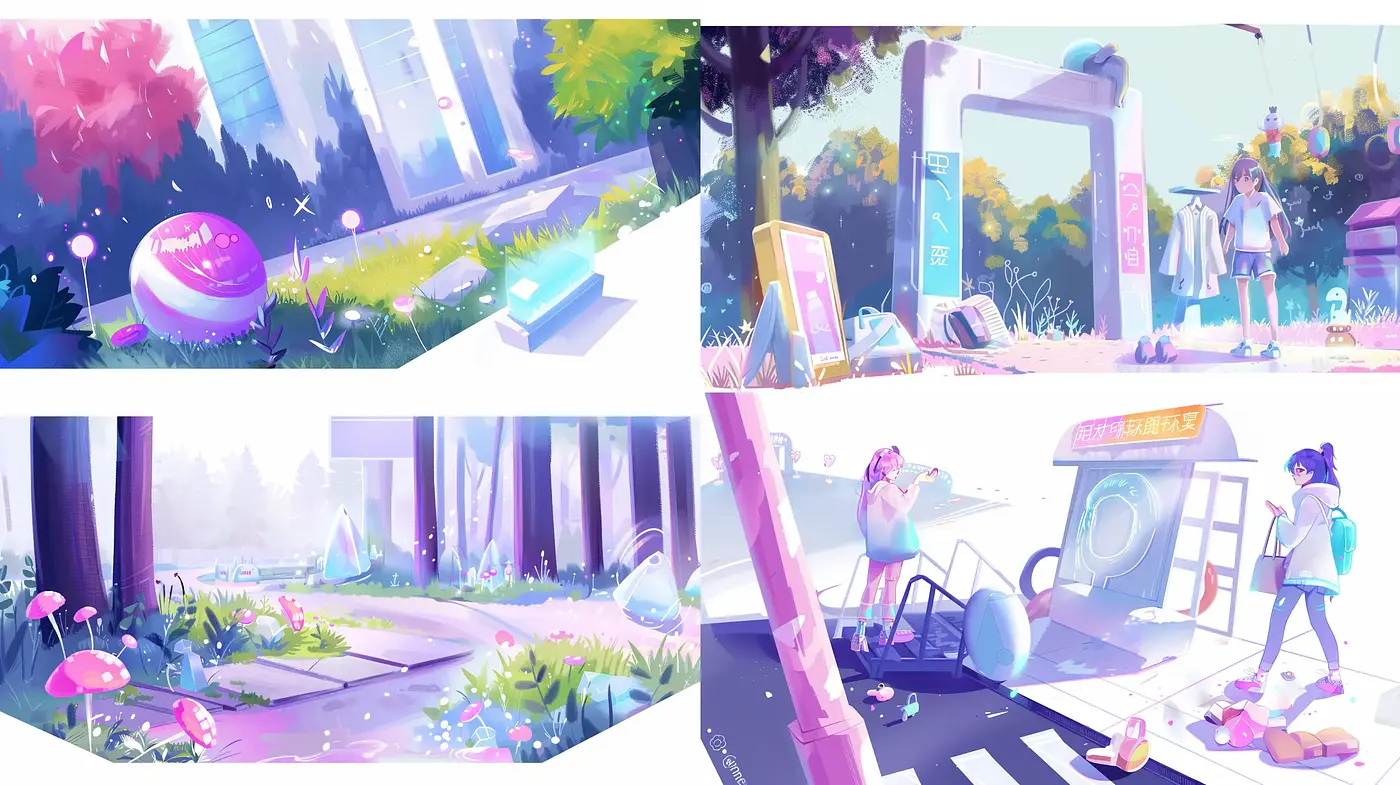 Pastel Dreamscape: A Fusion of Soft Hues and Ethereal Light - Midjourney sref style