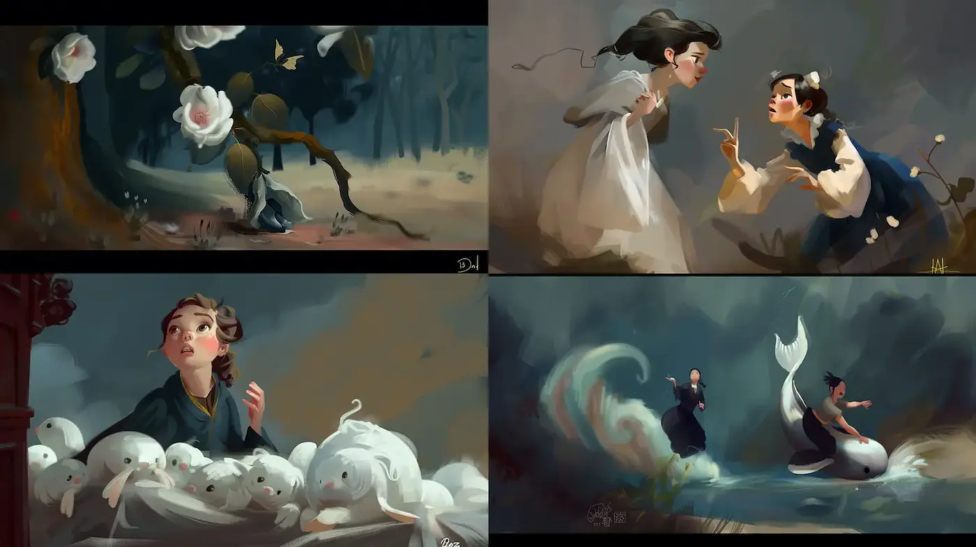 Enchantingly Whimsical and Dreamlike Illustration Style with a Touch of Fantasy - Midjourney sref style
