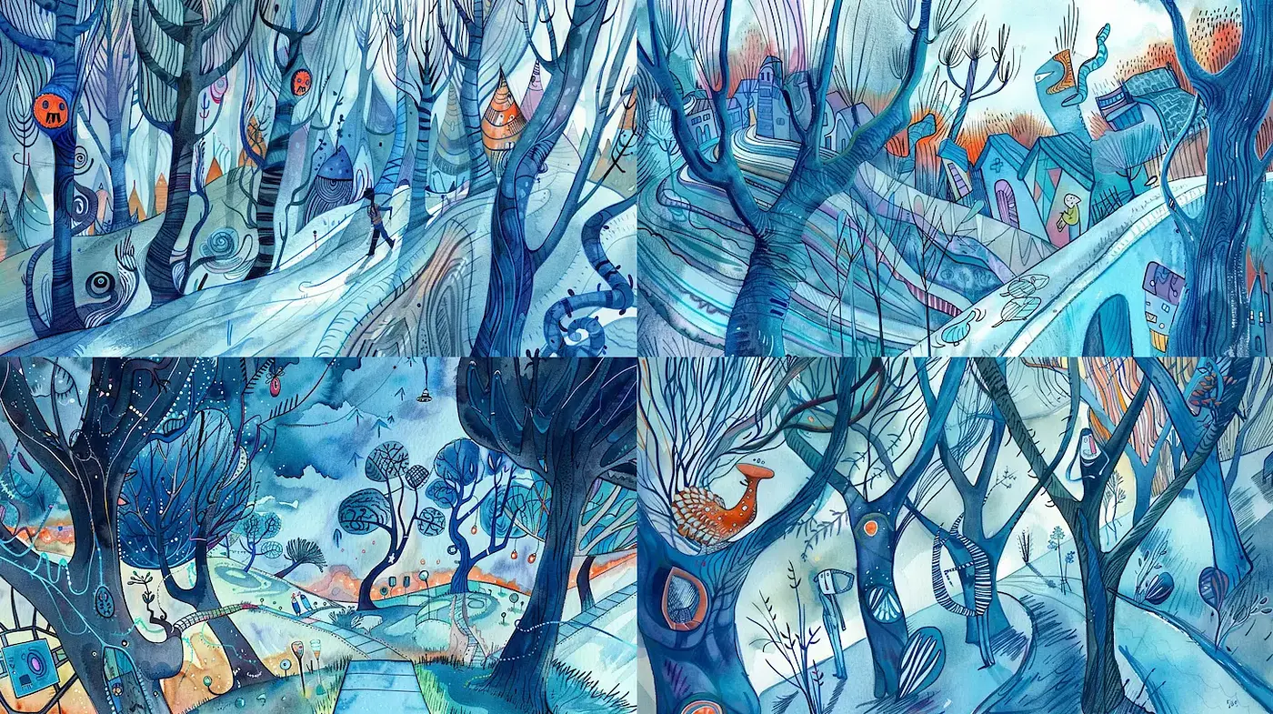 Whimsical Dreamscapes with a Hauntingly Playful Atmosphere - Midjourney sref style