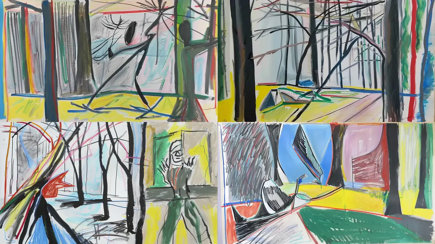 Abstract Brushwork Exploration in Bold Linearity - Midjourney sref style