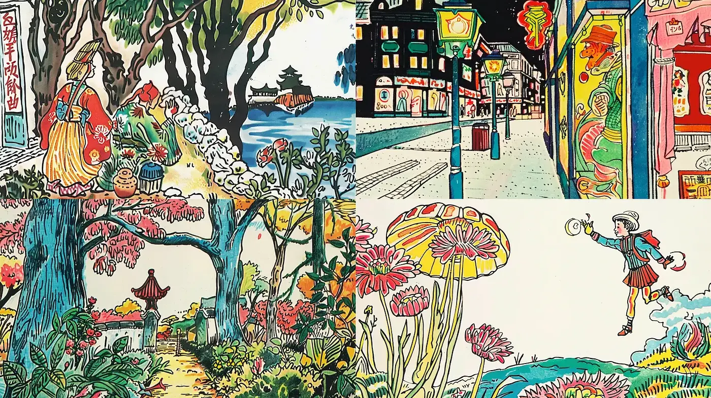Vibrant and Playful Illustrative Style with Whimsical Elements - Midjourney sref style