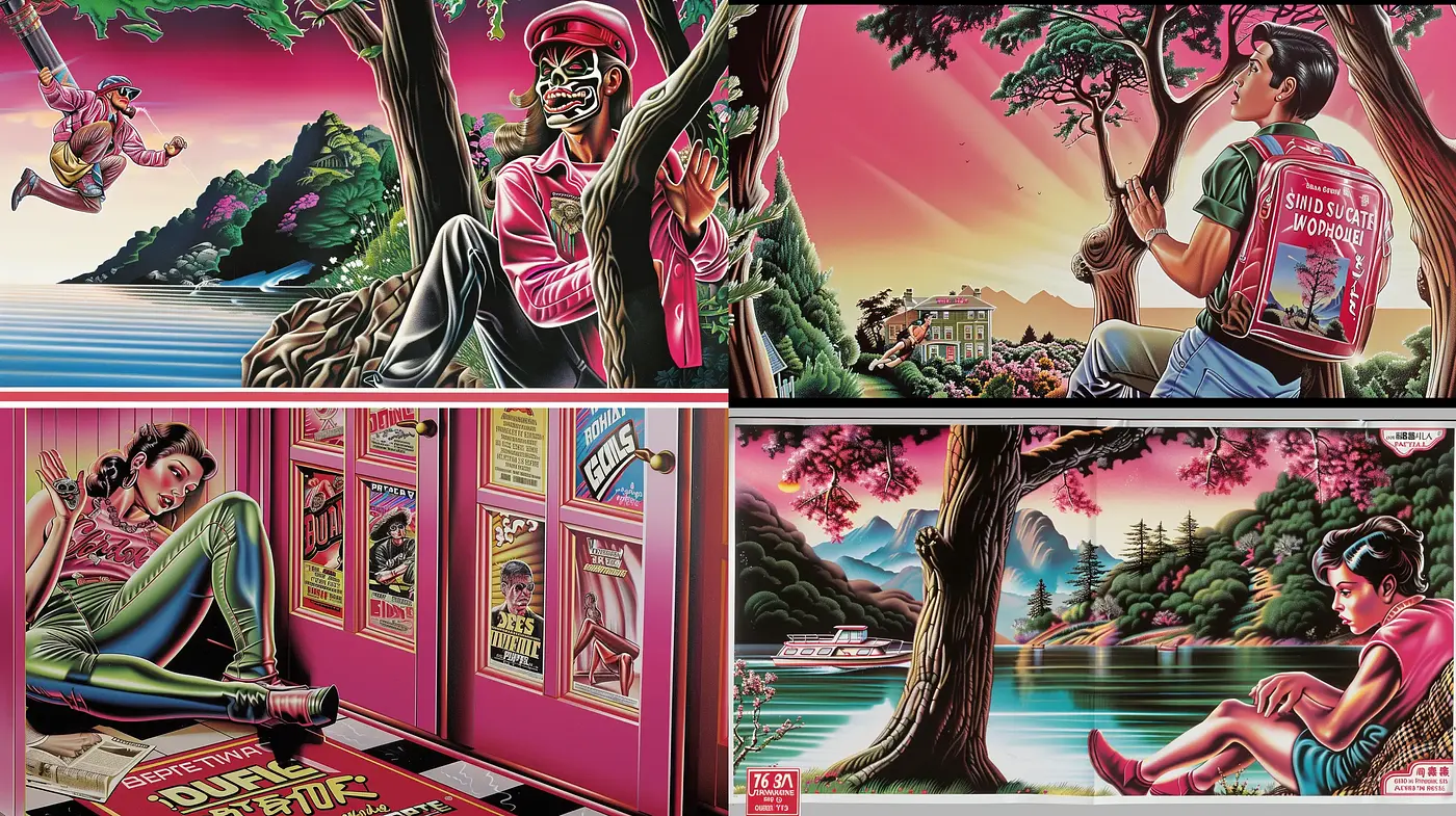 Retro-Futuristic Vibrancy in Surreal Pop Art - Midjourney sref style
