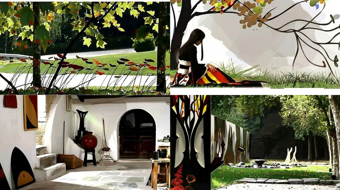 Stylized Idyllic Serenity: A Consistent Fusion of Simplified Natural Forms with a Modernist Color Sensibility - Midjourney sref style