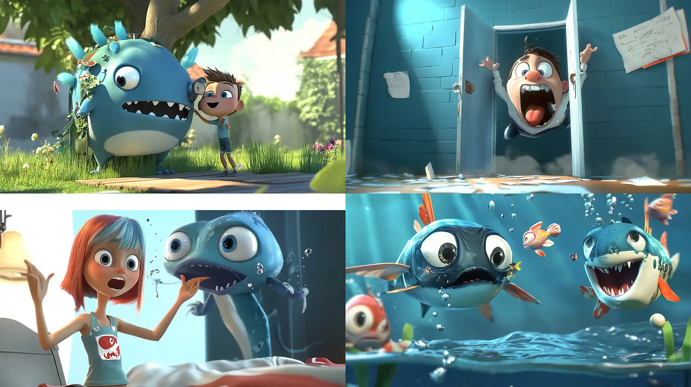 Playful and Vibrant Animated Style with Whimsical Elements - Midjourney sref style