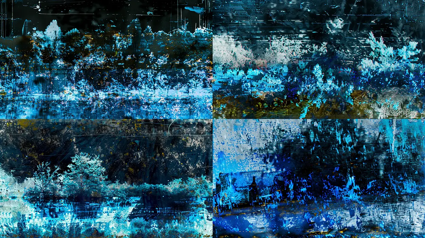 Abstract Expressionist Turmoil in Cyans and Indigos - Midjourney sref style