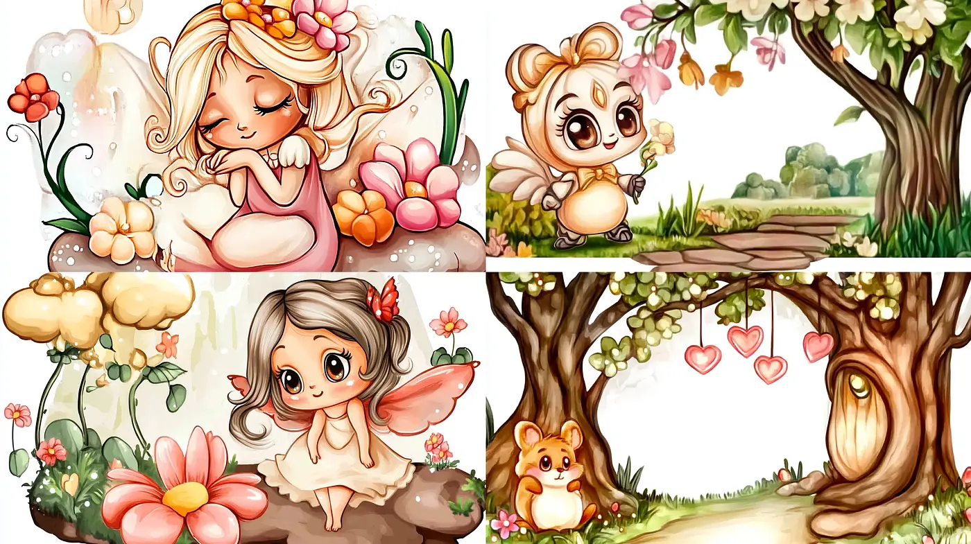 Enchanted Whimsy: A Fusion of Children's Fantasy and Soft Pastel Hues - Midjourney sref style