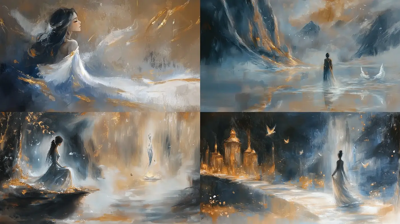 Ethereal Brushwork of Twilight Vigils - An Artistic Homage to Solitude and Nature - Midjourney sref style