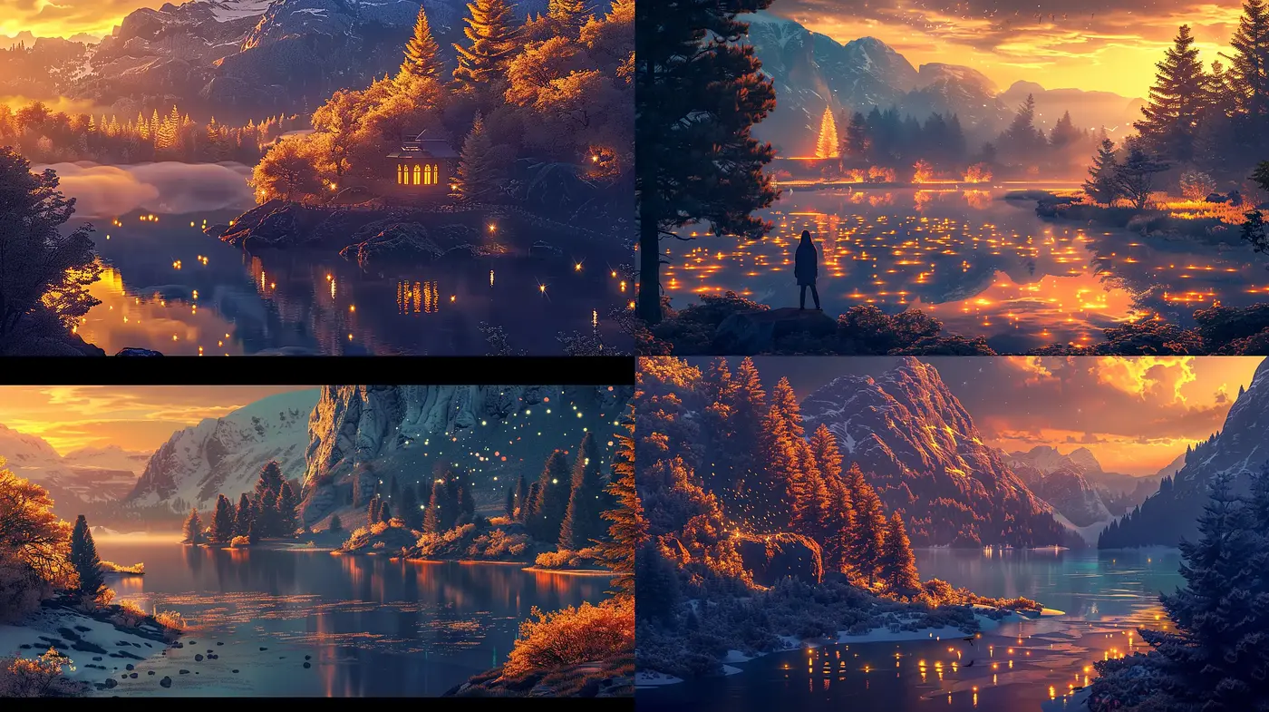 Ethereal Twilight Landscapes with a Surreal Fantasy Twist - Midjourney sref style