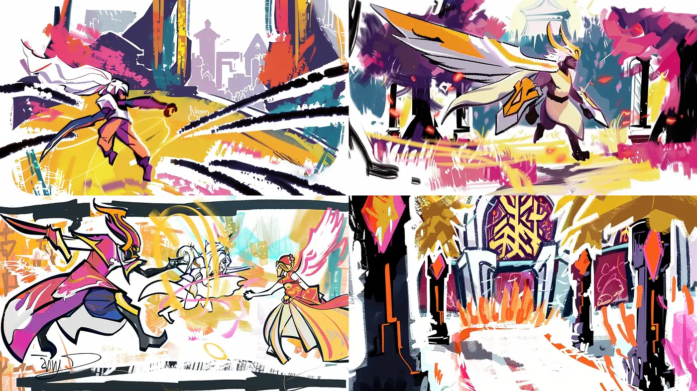 Dynamic Brushwork and Lively Colors: A Study in Expressive Motion and Vibrant Palettes - Midjourney sref style