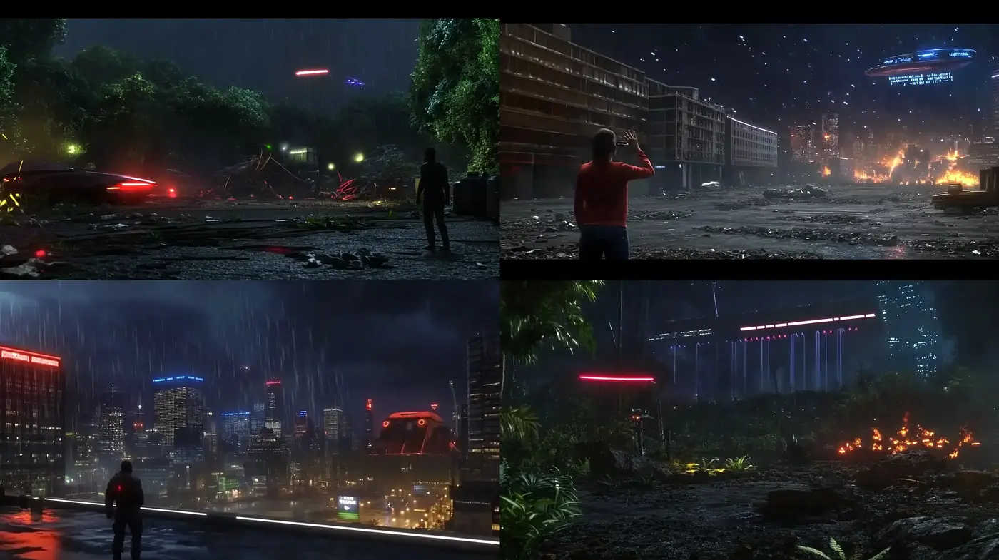 Neon Noir Dystopia: A Homage to Cyberpunk Aesthetics - Midjourney sref style