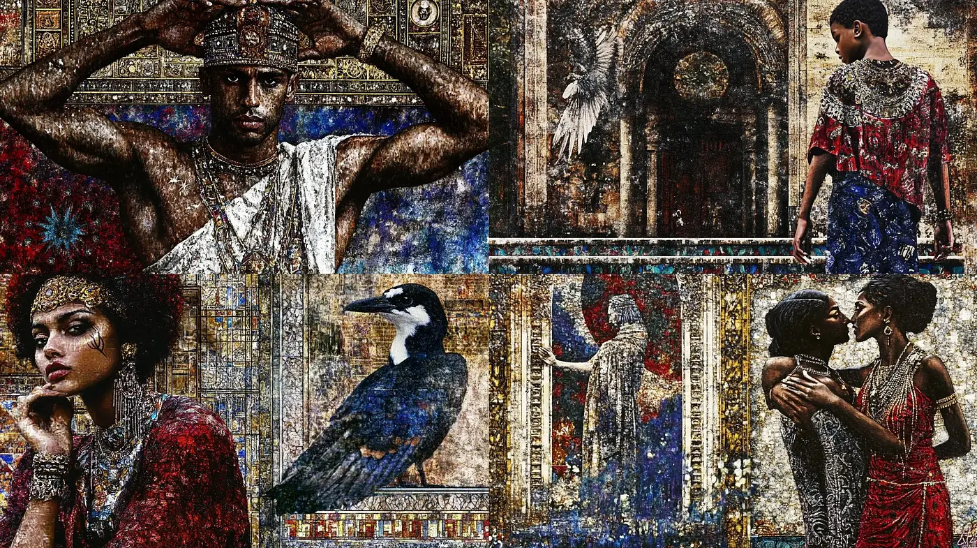 Ornate Tapestry Elegance with a Timeless Mystique - Midjourney sref style