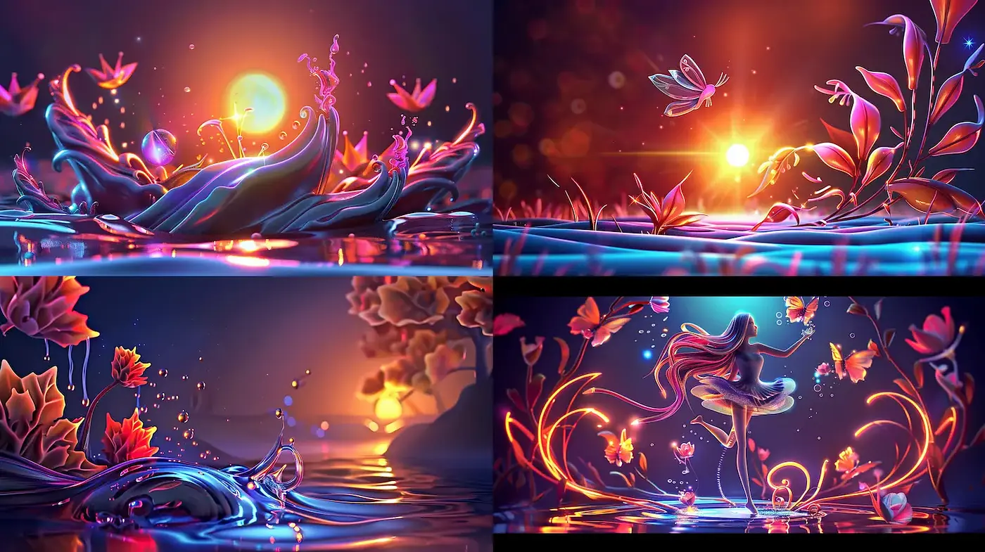 Vibrant and ethereal aquatic landscapes infused with surrealism - Midjourney sref style