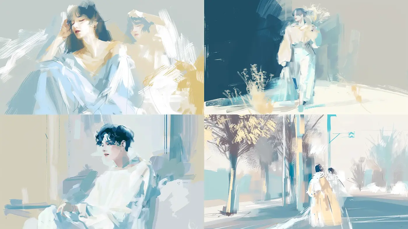 Ethereal Impressions in Pastel Hues: An Exploration of Light and Shadow - Midjourney sref style