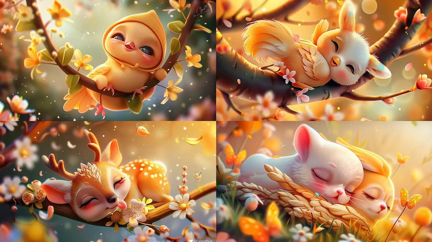 Warm Autumnal Hues and Soft Textures Evoke a Cozy Atmosphere in Stylized Nature Scenes - Midjourney sref style