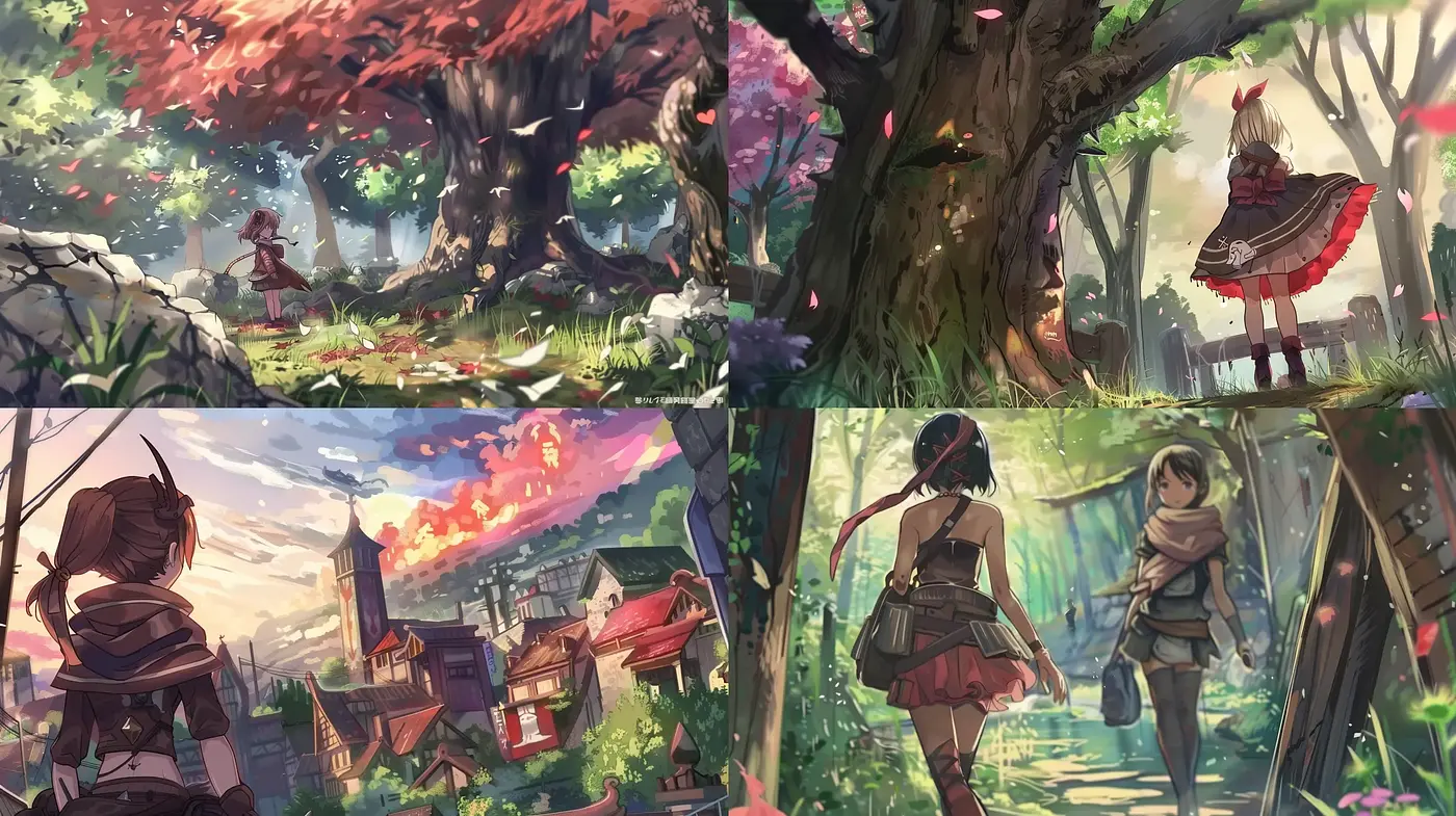 Enchanted Wilderness and Adventure: A Homage to Anime Landscapes - Midjourney sref style