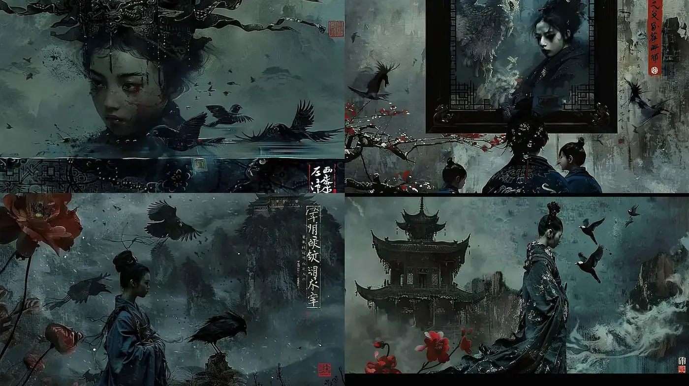 Mysterious and Ethereal Aesthetic with Traditional Asian Influence - Midjourney sref style