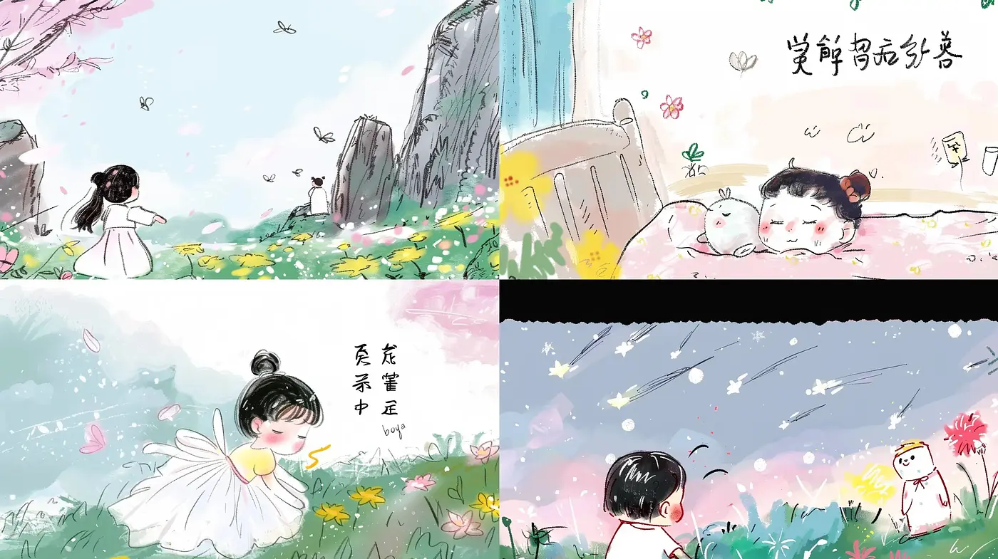 Whimsical Brushwork Harmony in Pastel Hues - Midjourney sref style