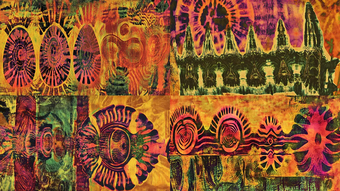 Psychedelic Fusion of Patterns and Textures - Midjourney sref style
