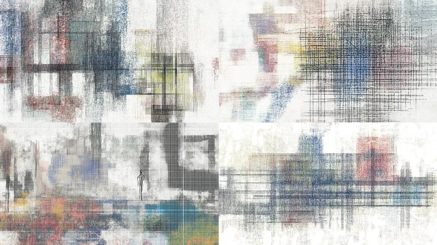 Fusion of Modern Abstraction and Digital Artistry - Midjourney sref style
