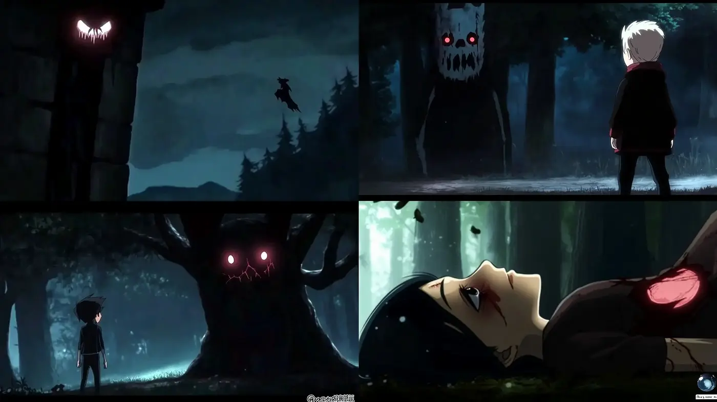 Eerie Nocturnal Animation with Lurid Eyes and Foreboding Shadows - Midjourney sref style