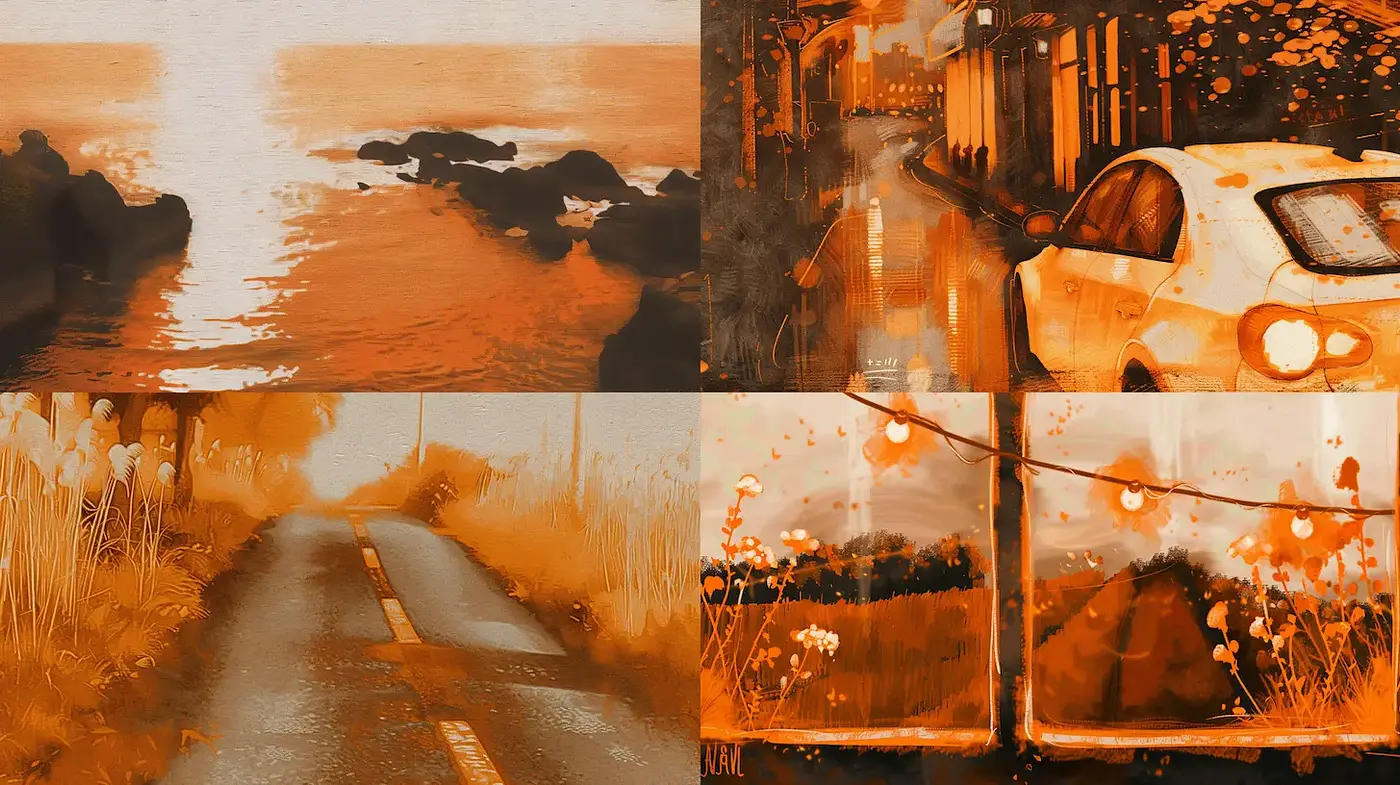 Cohesive Artistic Style with Warm Tones and Soft Textures - Midjourney sref style