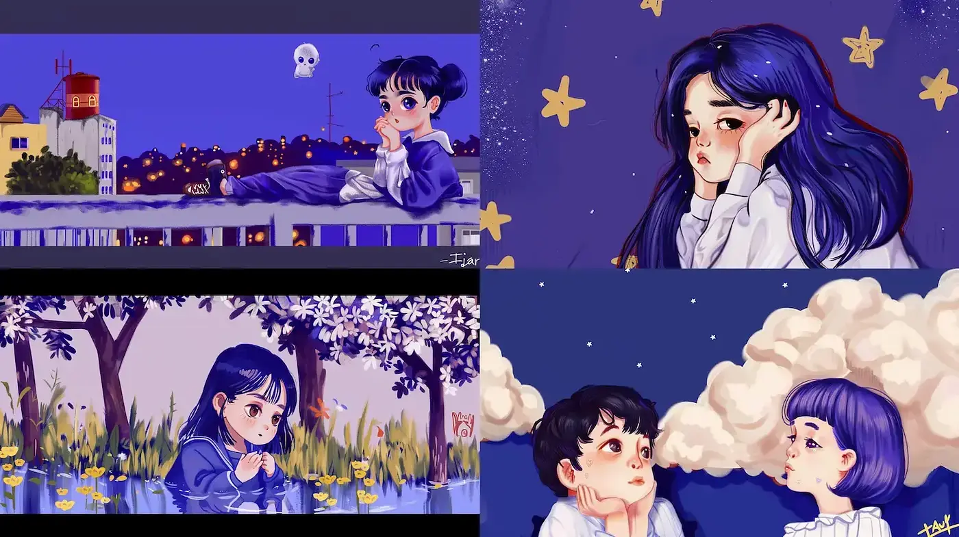Whimsical Nighttime Scenes with Dreamy Aesthetics - Midjourney sref style
