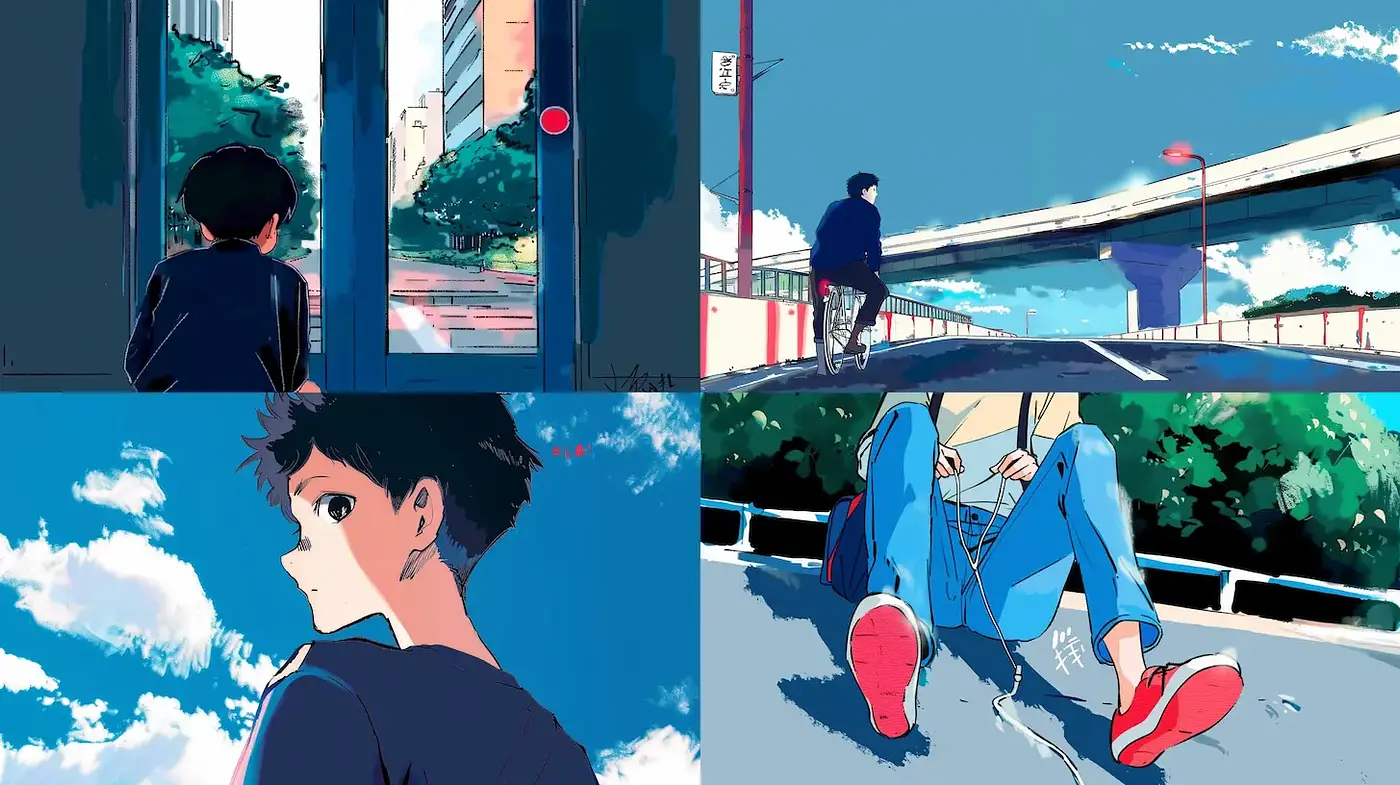 Contemporary Urban Anime Aesthetic with Vibrant Colors - Midjourney sref style