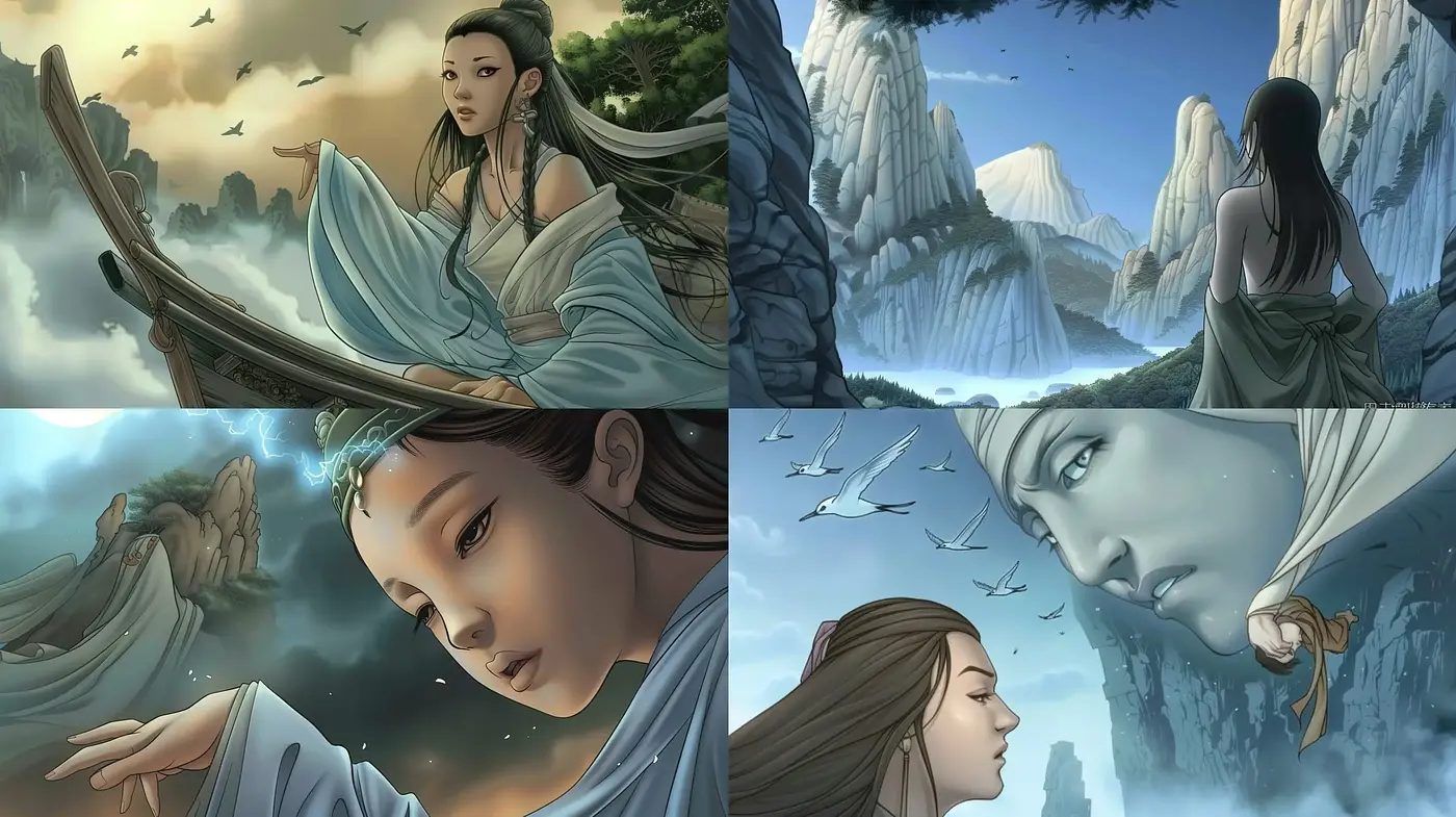 Ethereal Serenity: A Harmonious Blend of Asian-Inspired Elegance and Nature's Majesty - Midjourney sref style